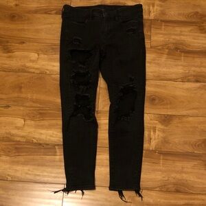 American Eagle Outfitters Black Ripped Jegging Skinny Jeans 6 Short